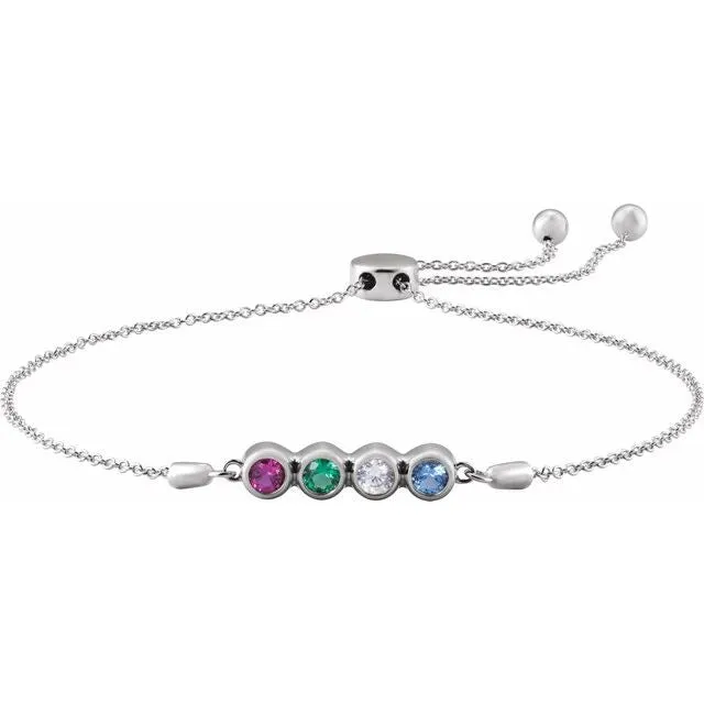 Mother's Family Bezel-Set Adjustable Slide Bracelet