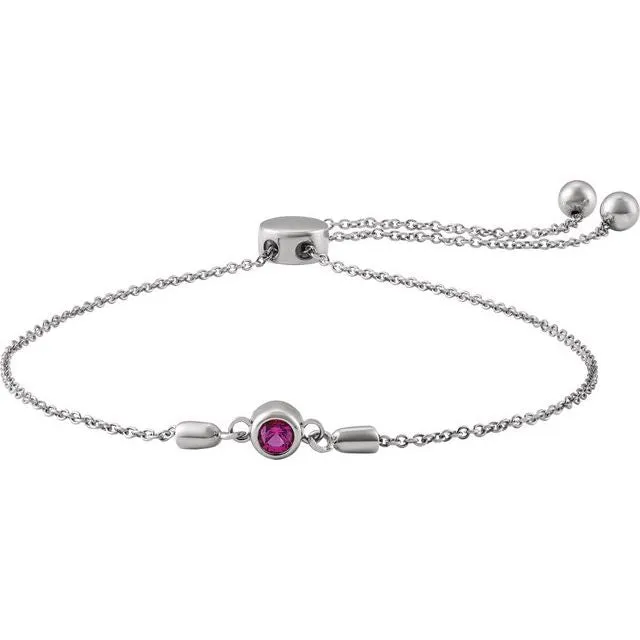 Mother's Family Bezel-Set Adjustable Slide Bracelet