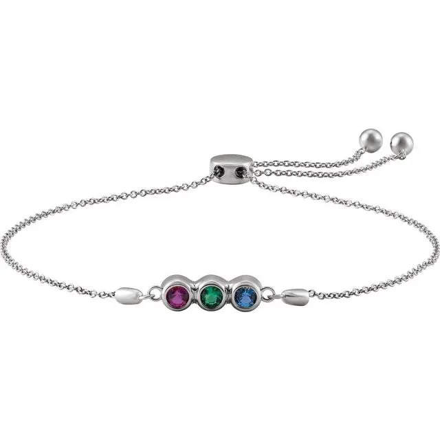 Mother's Family Bezel-Set Adjustable Slide Bracelet