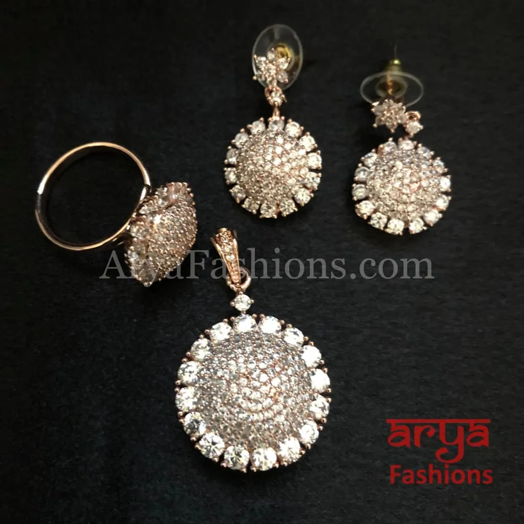 Naina CZ Pendant Set with Ring and Earrings