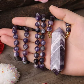 Natural Dream Amethyst Quartz Double Point Pendant Handmade Unisex Necklace