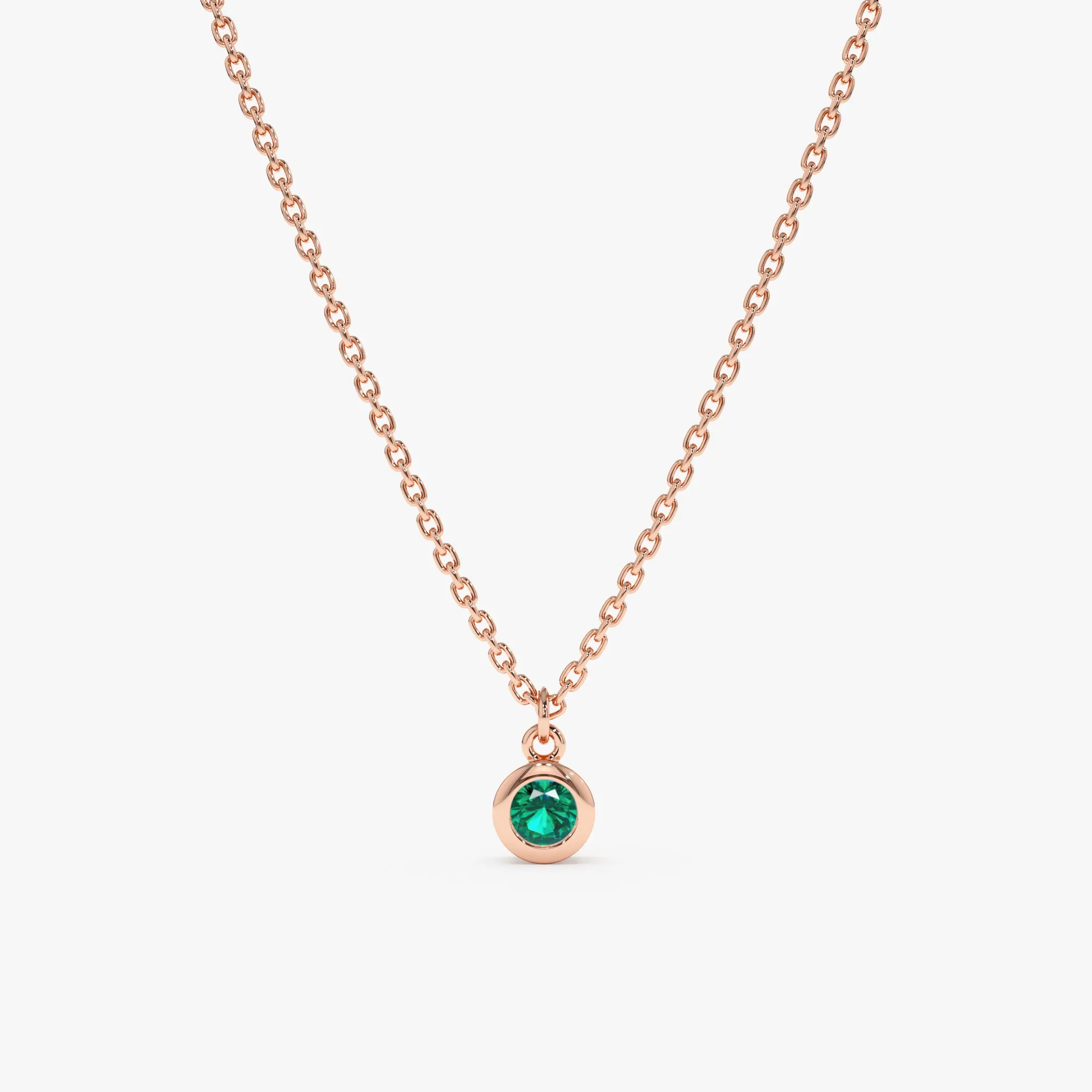 Natural Emerald Bezel Necklace, Vienna