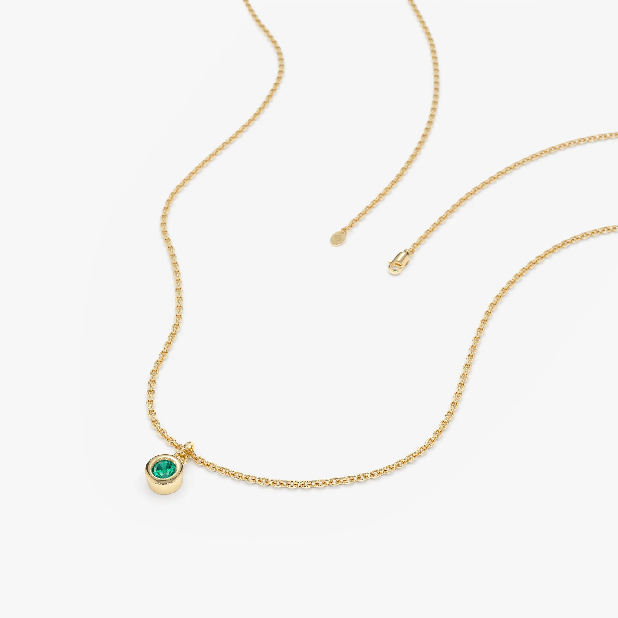 Natural Emerald Bezel Necklace, Vienna