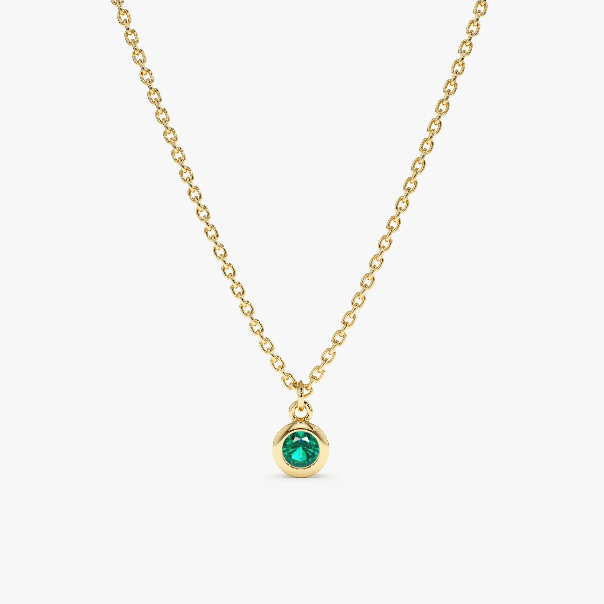 Natural Emerald Bezel Necklace, Vienna