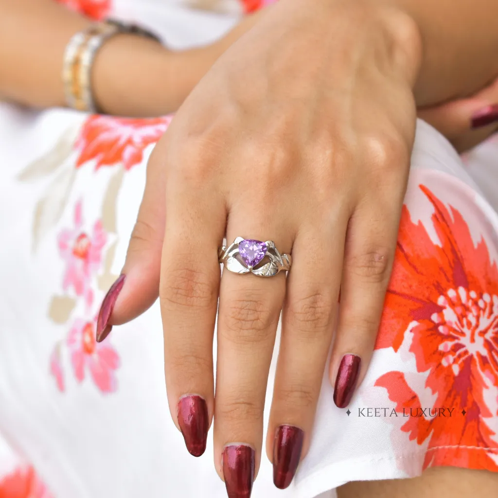 Nature's Embrace - Amethyst Triangle Ring