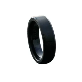 Neci Women's Beveled Black Tungsten Carbide Ring With Brushed Finish 6mm