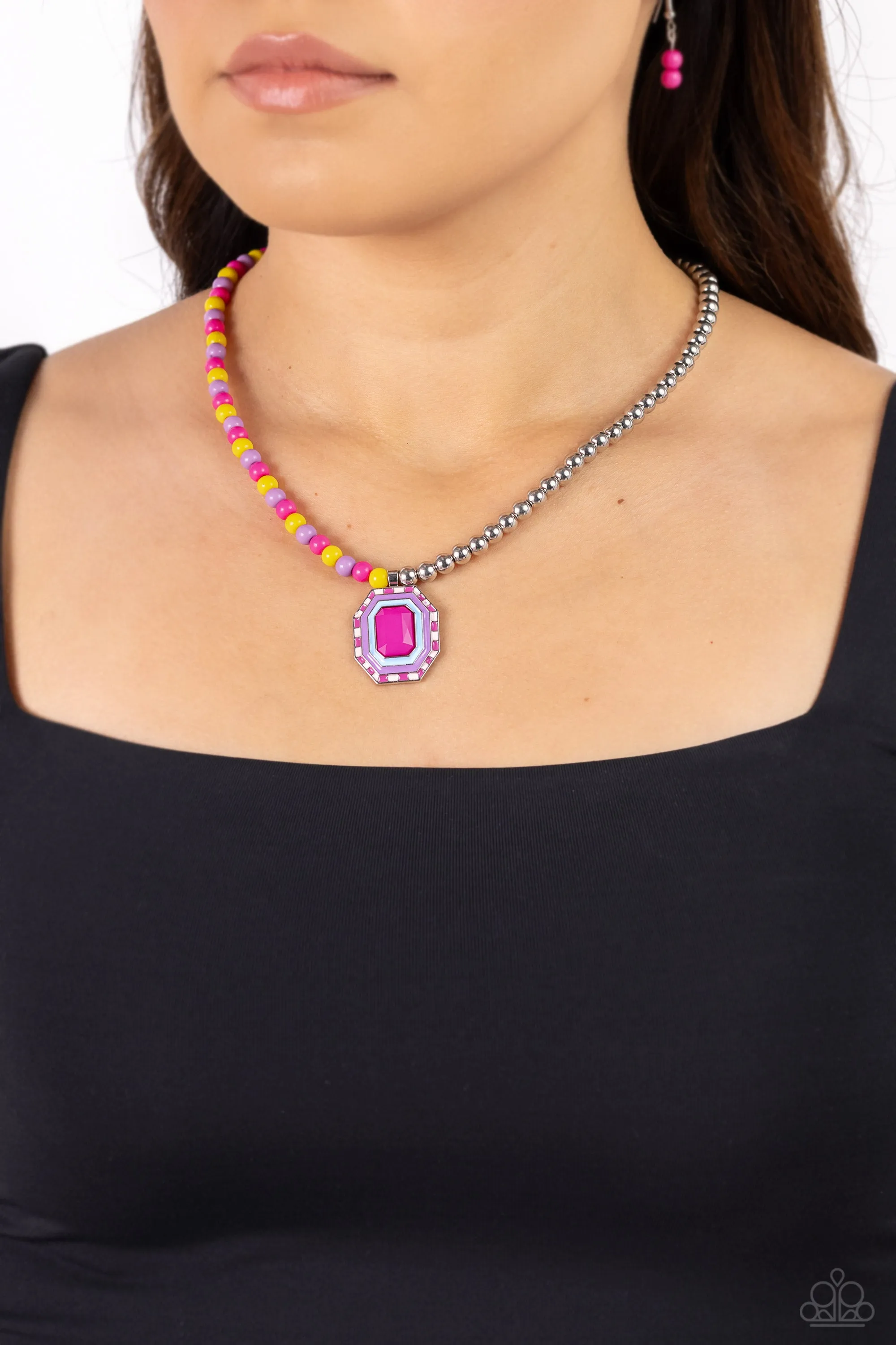 Necklaces Contrasting Candy - Multi Pink N2248