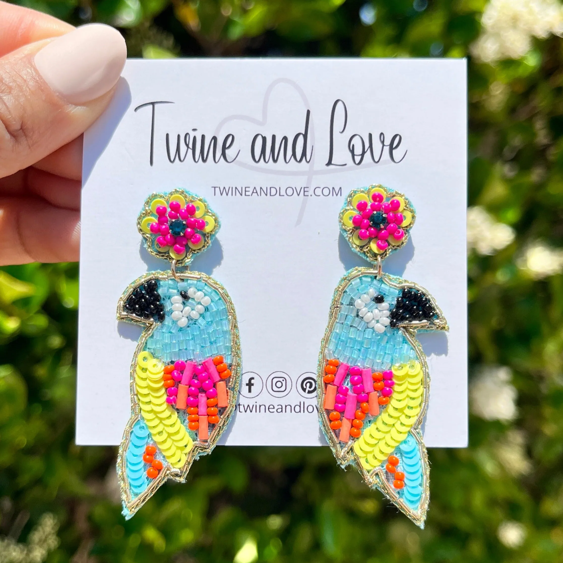 Neon Parrot Beaded Earrings