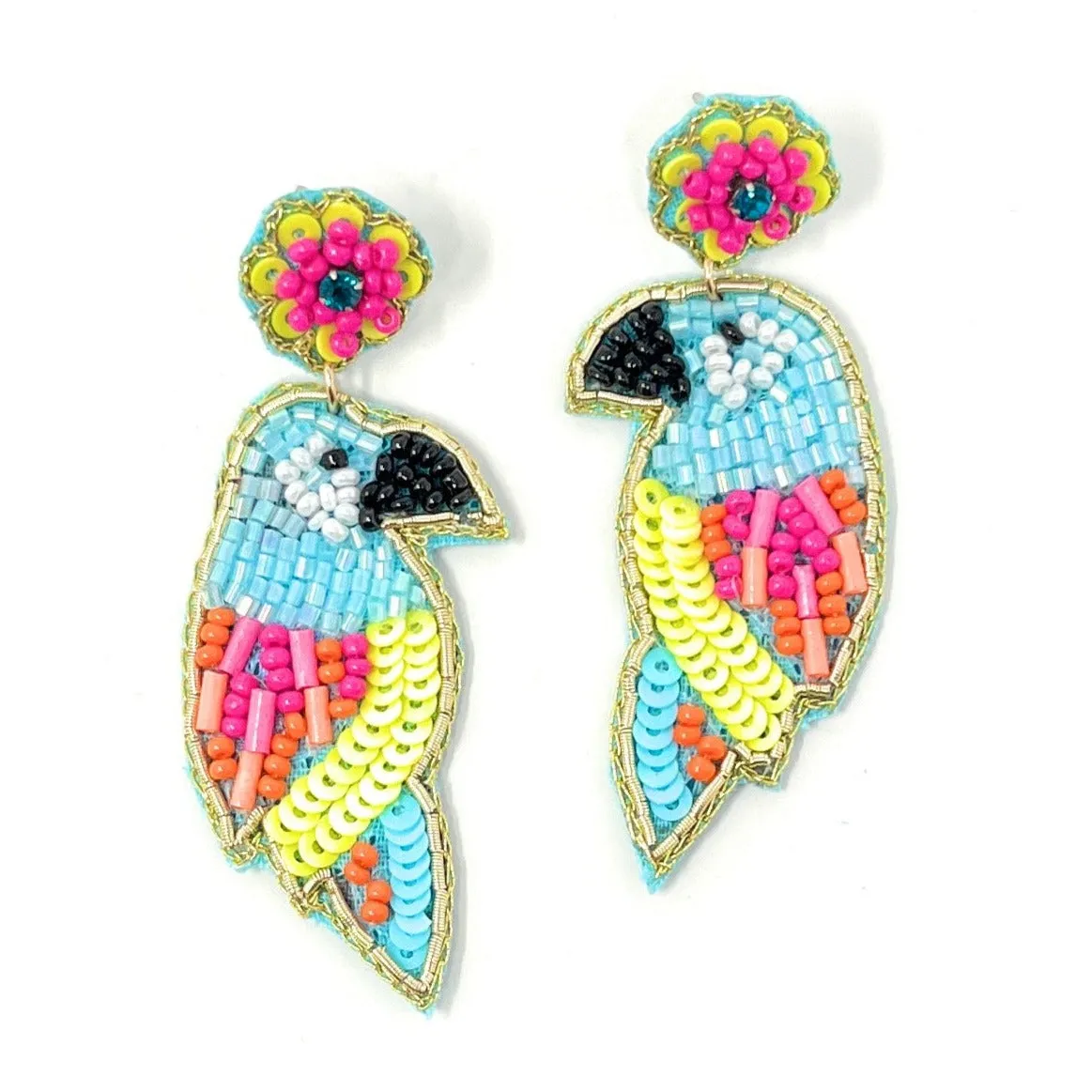 Neon Parrot Beaded Earrings