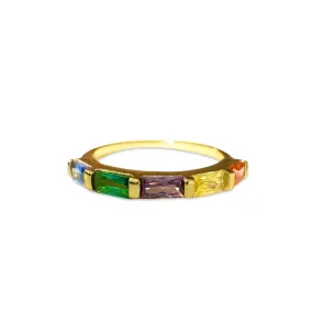 Noelia Half Rainbow Baguette Ring