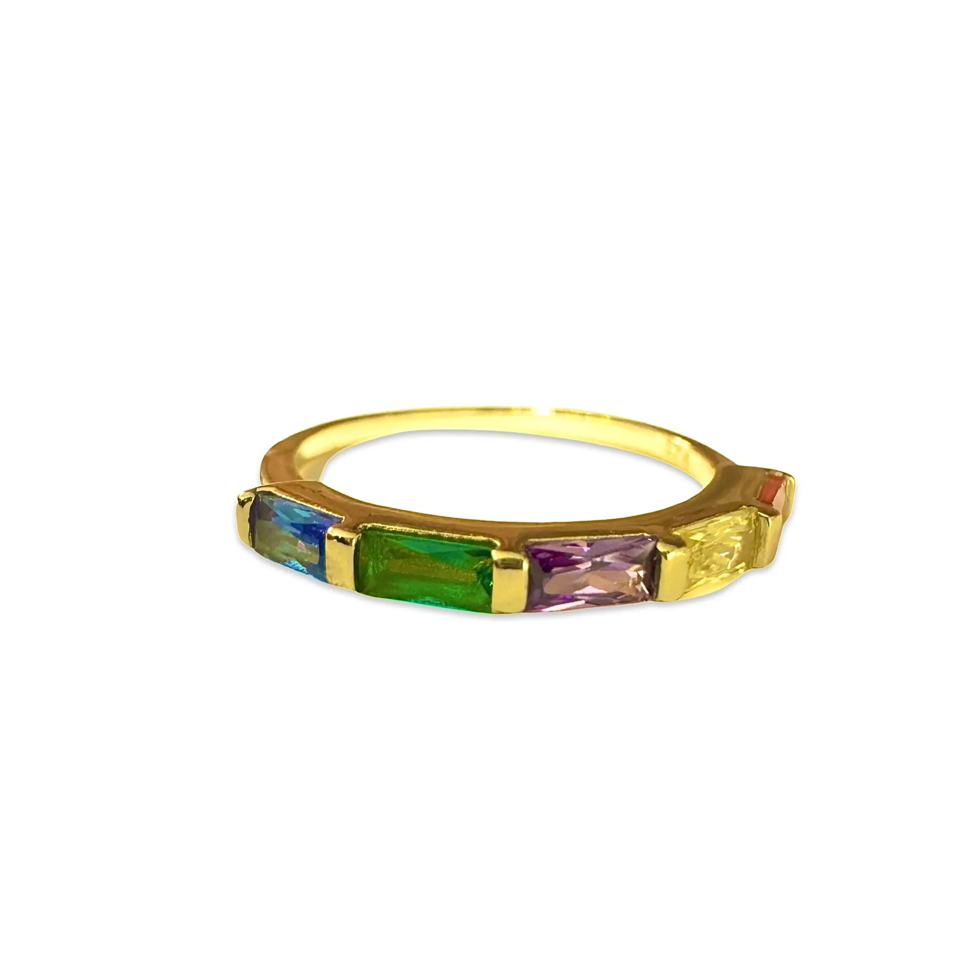 Noelia Half Rainbow Baguette Ring