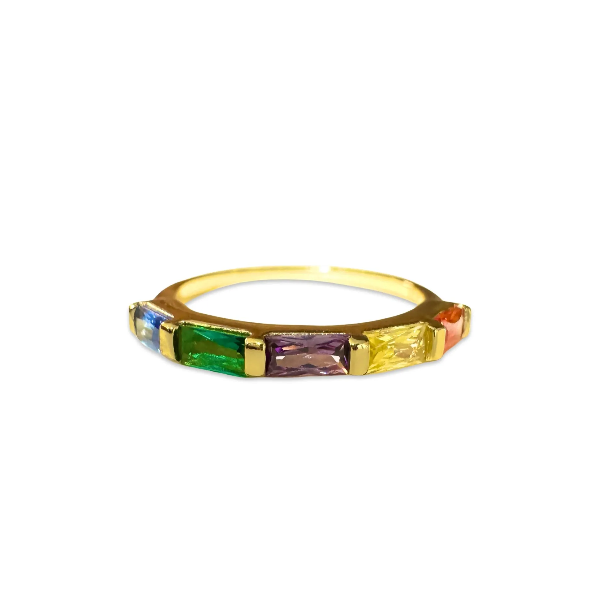 Noelia Half Rainbow Baguette Ring