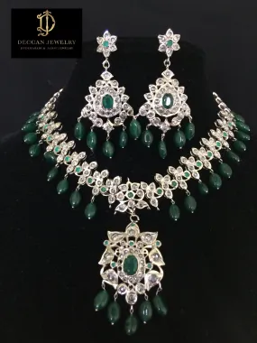 NS127Kavya necklace with earrings in silver plating (SHIPS IN 4 WEEKS )