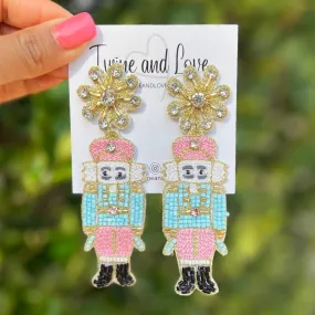 Nutcracker Beaded Earrings (Pink)