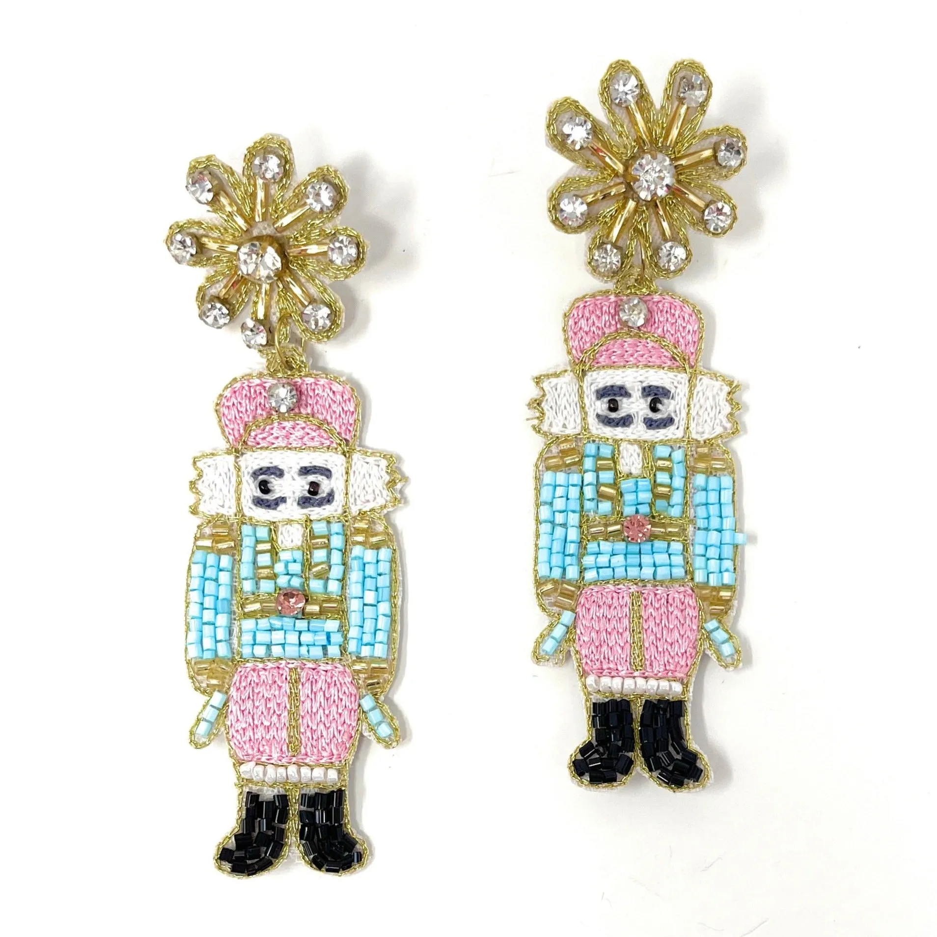 Nutcracker Beaded Earrings (Pink)