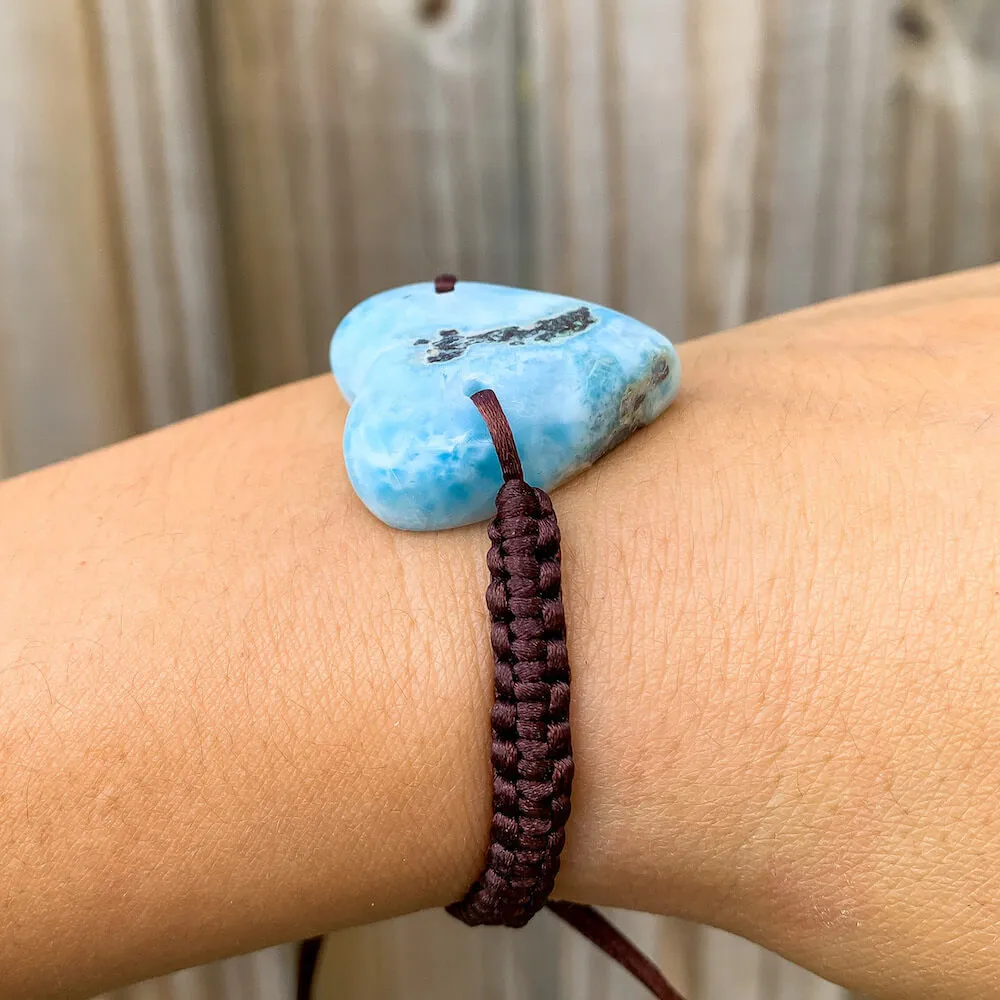 Ocean Blue Larimar Adjustable Macrame Bracelet