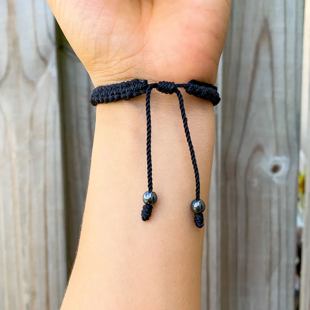 Ocean Blue Larimar Adjustable Macrame Bracelet