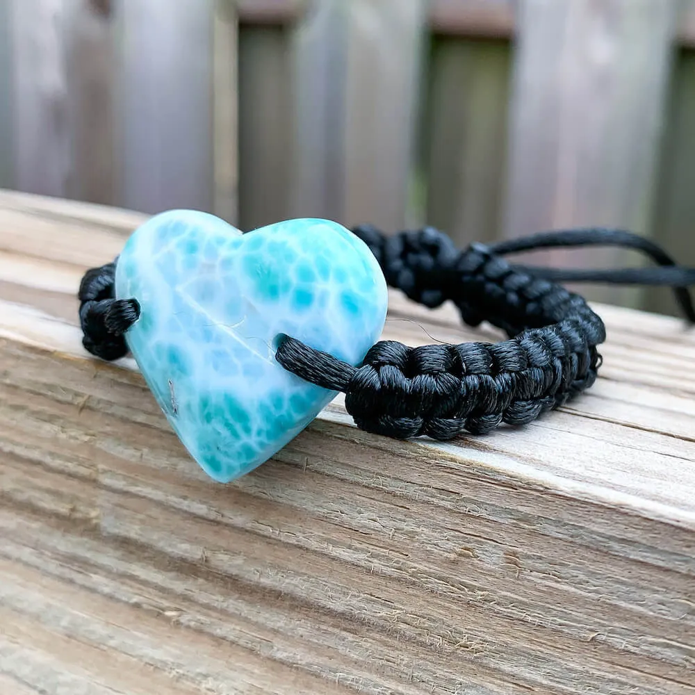 Ocean Blue Larimar Adjustable Macrame Bracelet