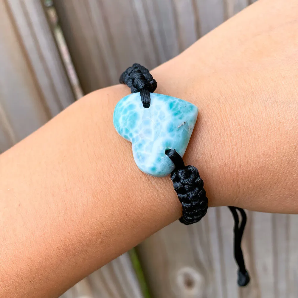 Ocean Blue Larimar Adjustable Macrame Bracelet