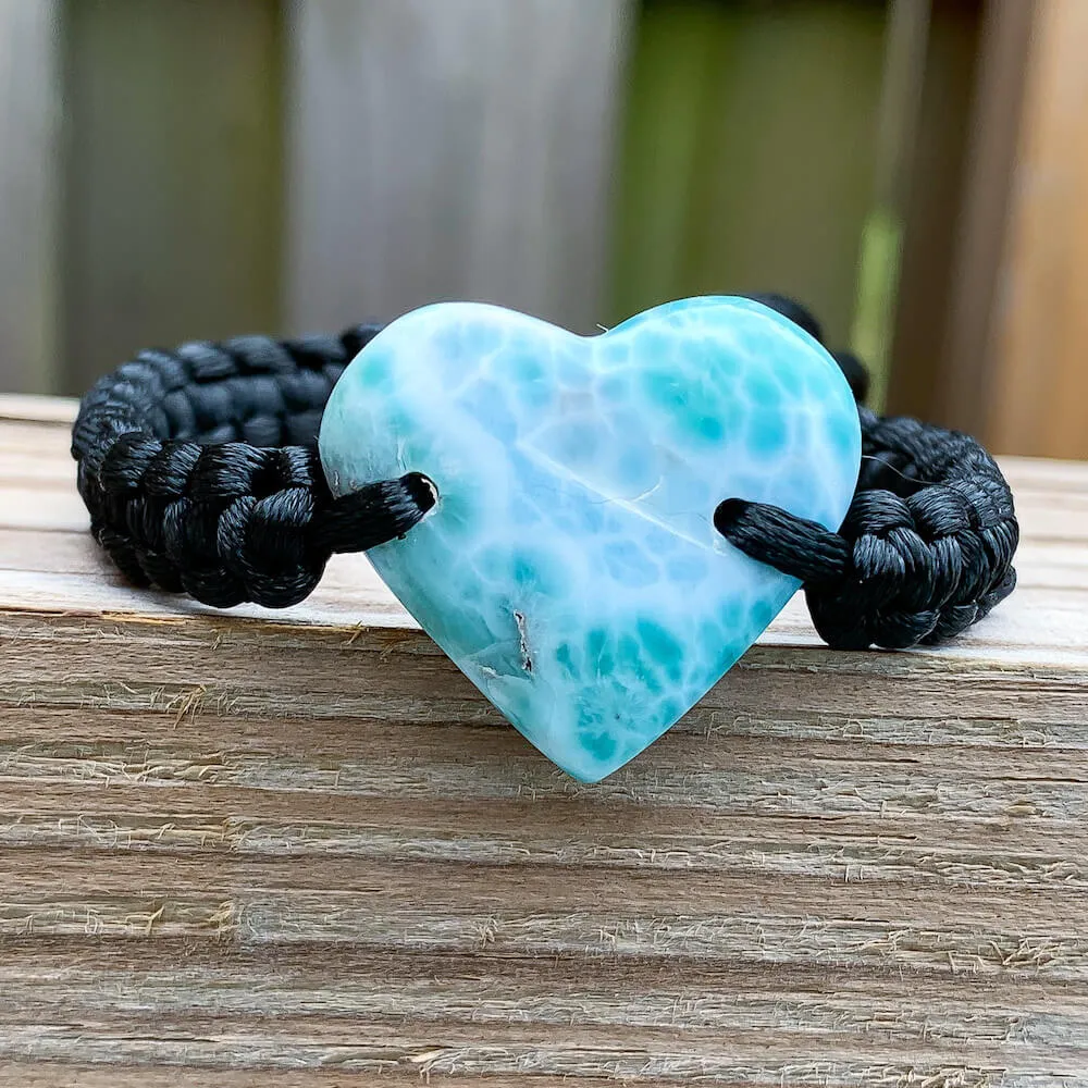 Ocean Blue Larimar Adjustable Macrame Bracelet