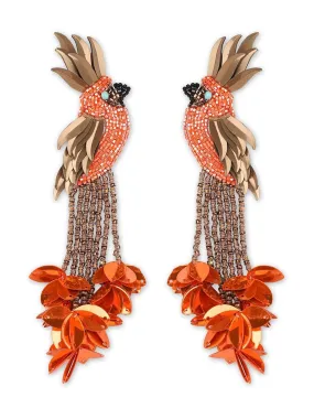 Orange Bird of Paradise beaded earrings