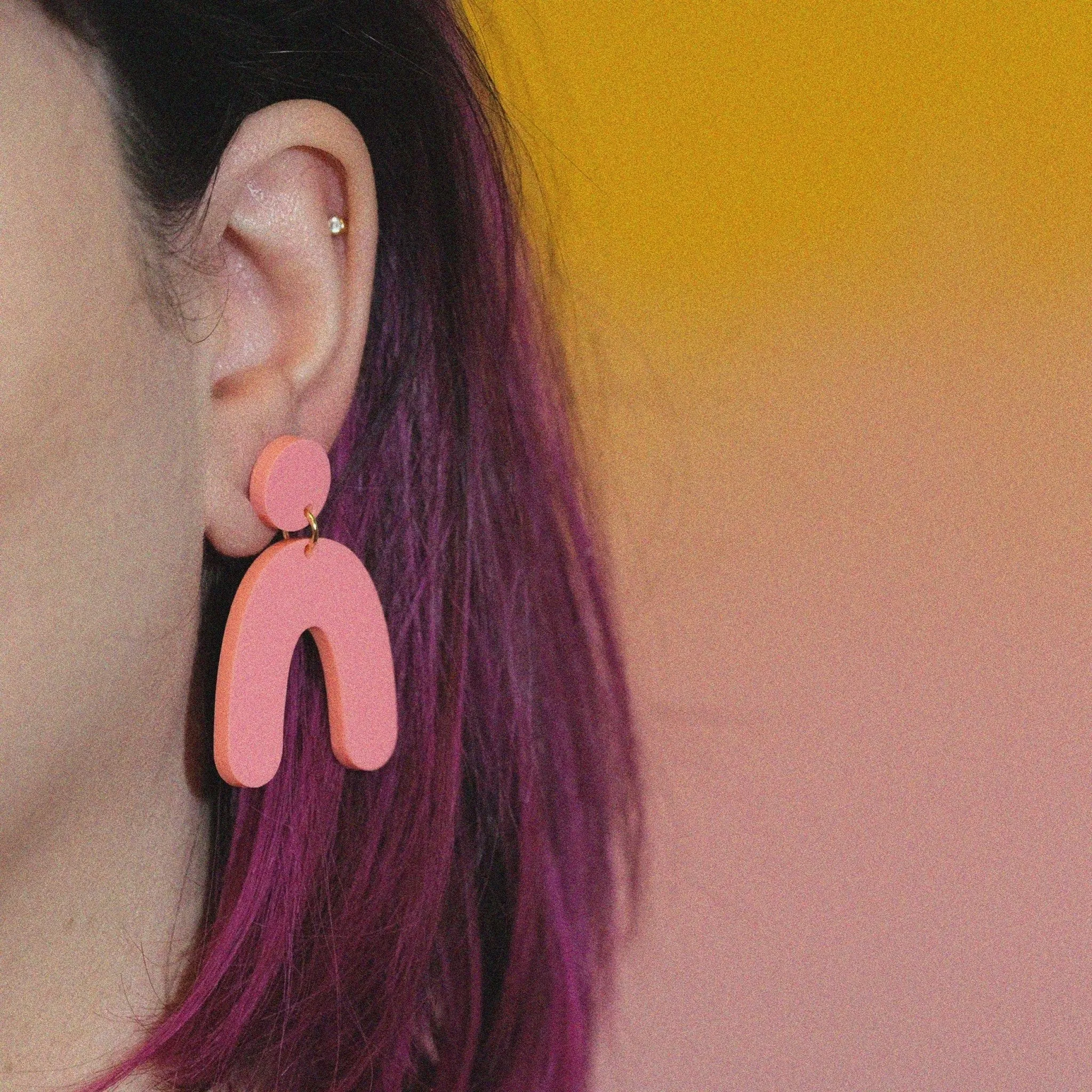 Organic Arch Earrings in Candy Pink