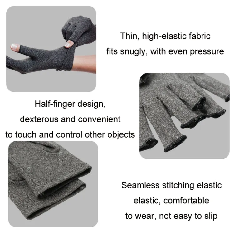 Outdoor Half Finger Joint Care Compression Cycling Gloves, Size: L(Gray)