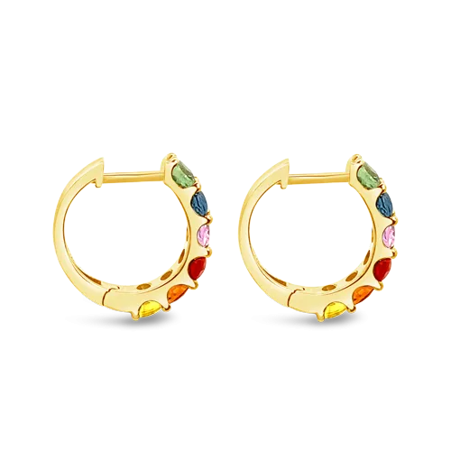 Oval Rainbow Sapphire Earrings