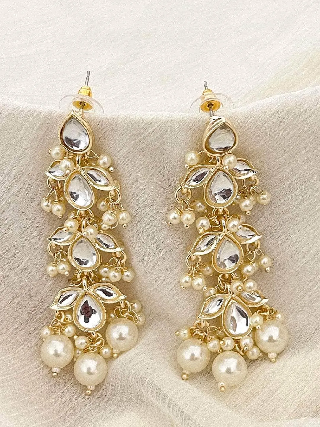 Pearl Beaded Kundan Earrings