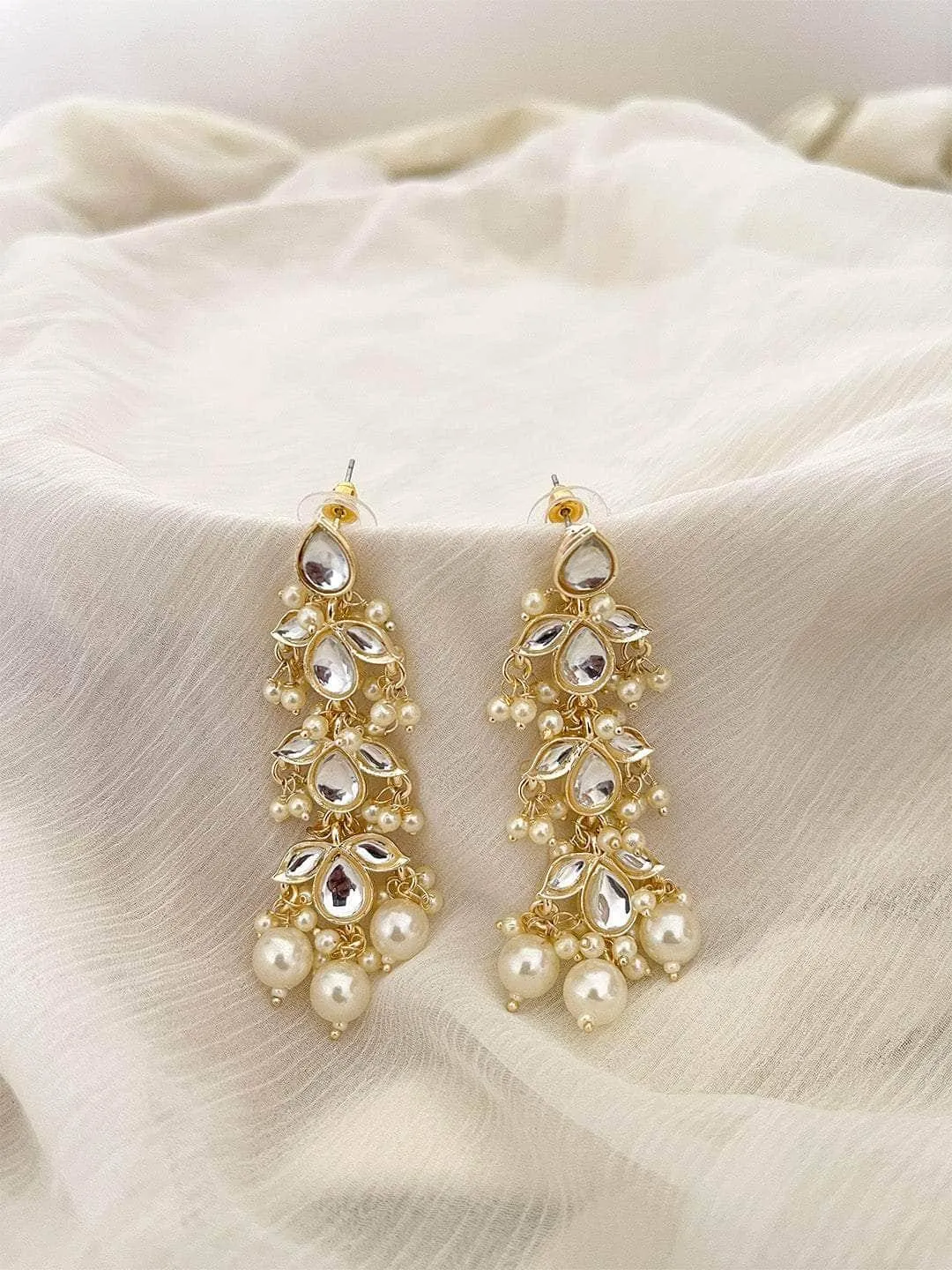 Pearl Beaded Kundan Earrings