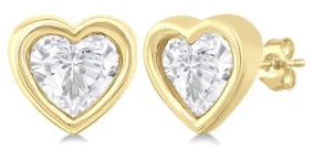 Petite Bezel Set Heart Shape Diamond Fashion Studs, .20Carat TW