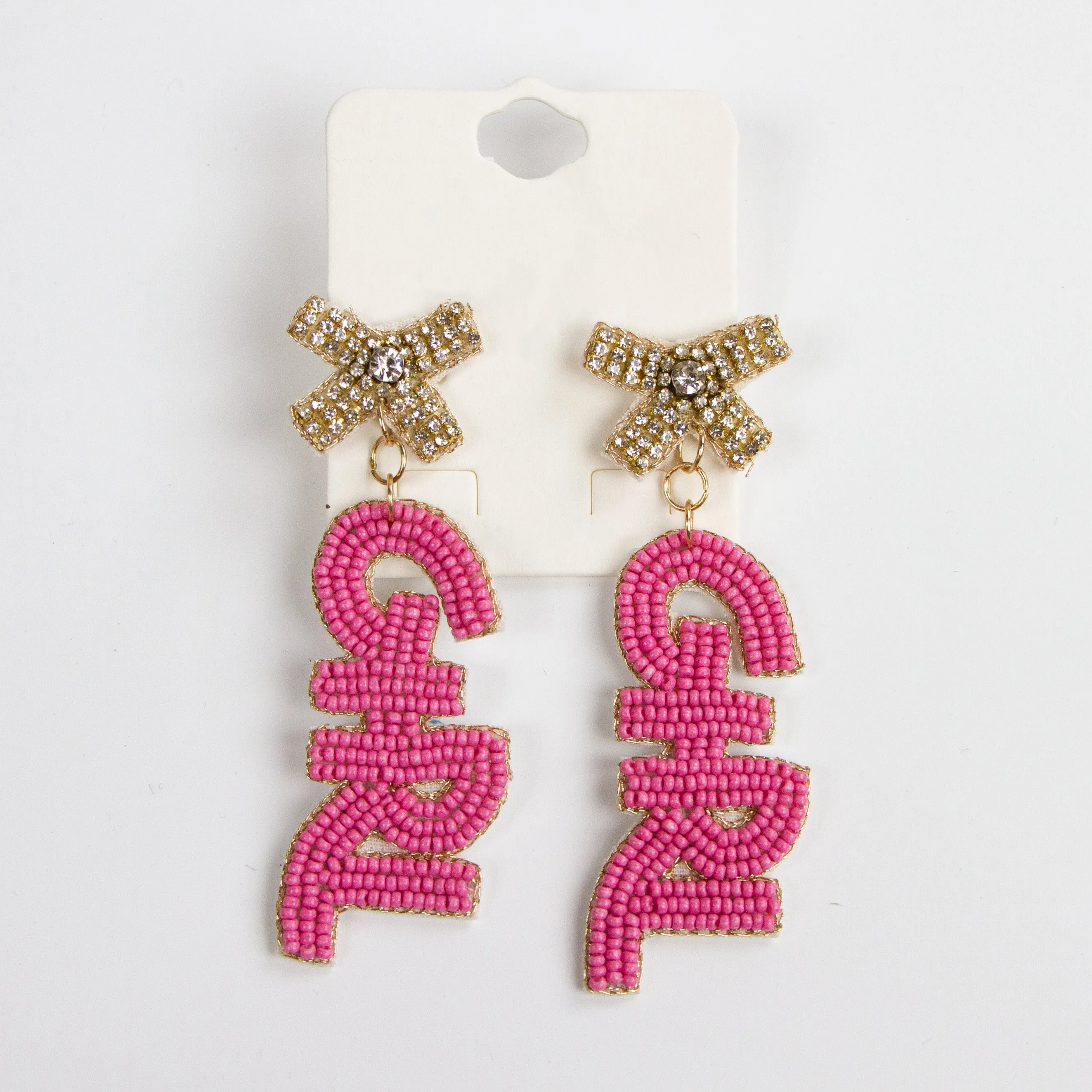 Pink Baby Feet Seed Bead Earrings