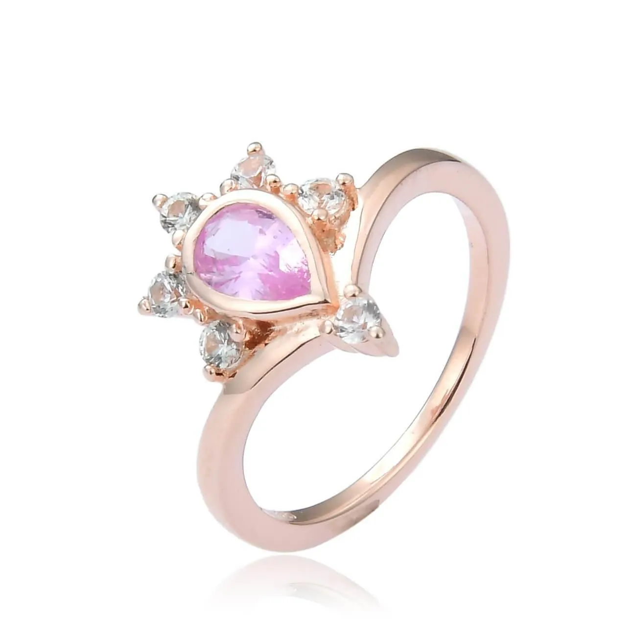 Pink Sapphire Teardrop Ring