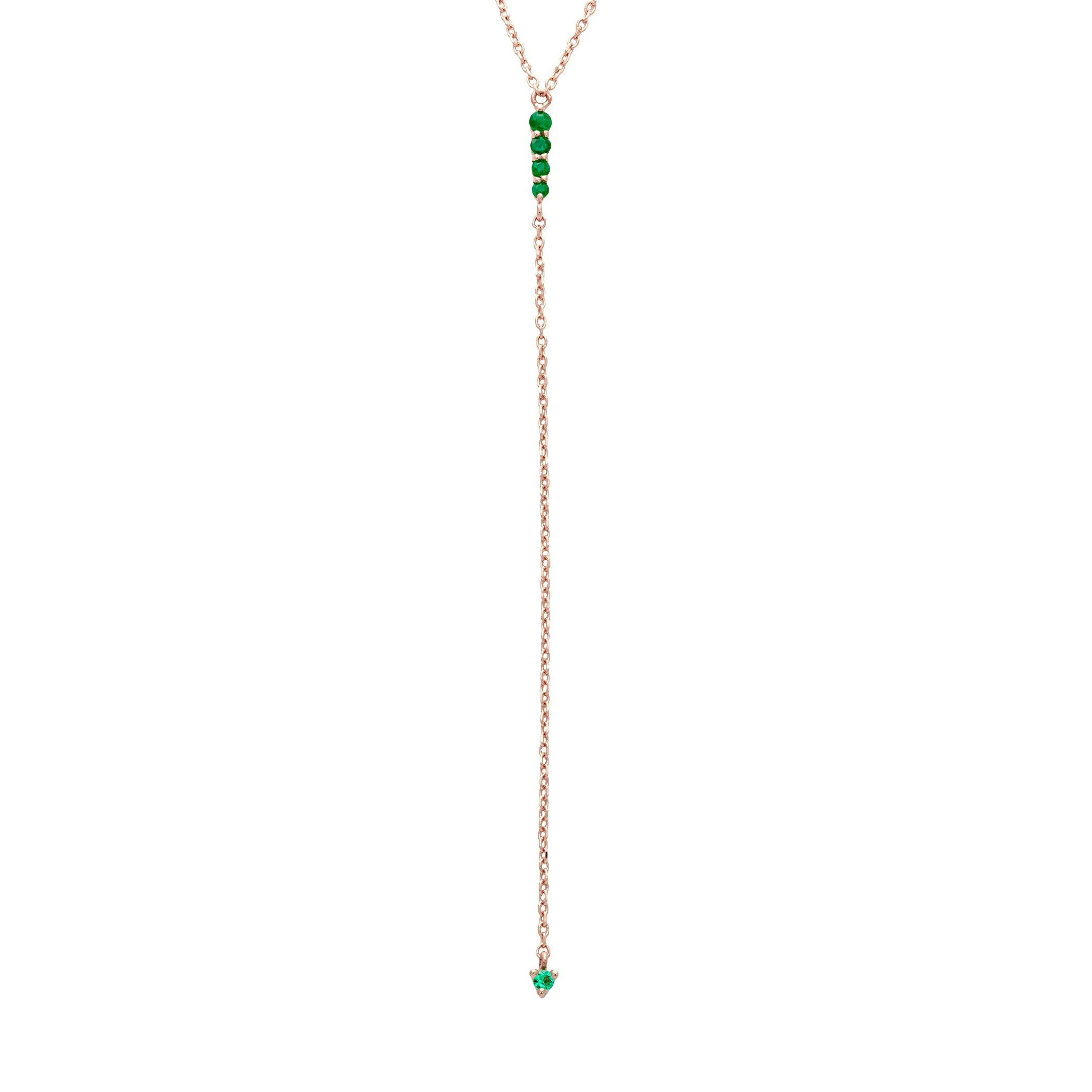 Pointe Y Necklace - 14k Gold & Emeralds