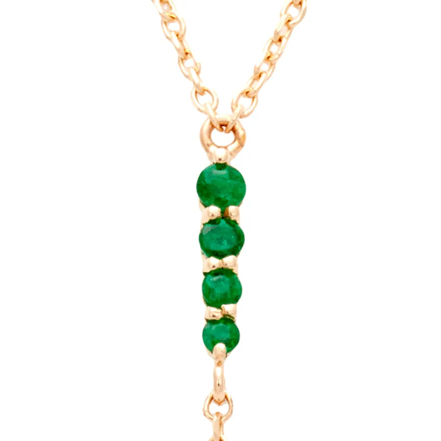 Pointe Y Necklace - 14k Gold & Emeralds