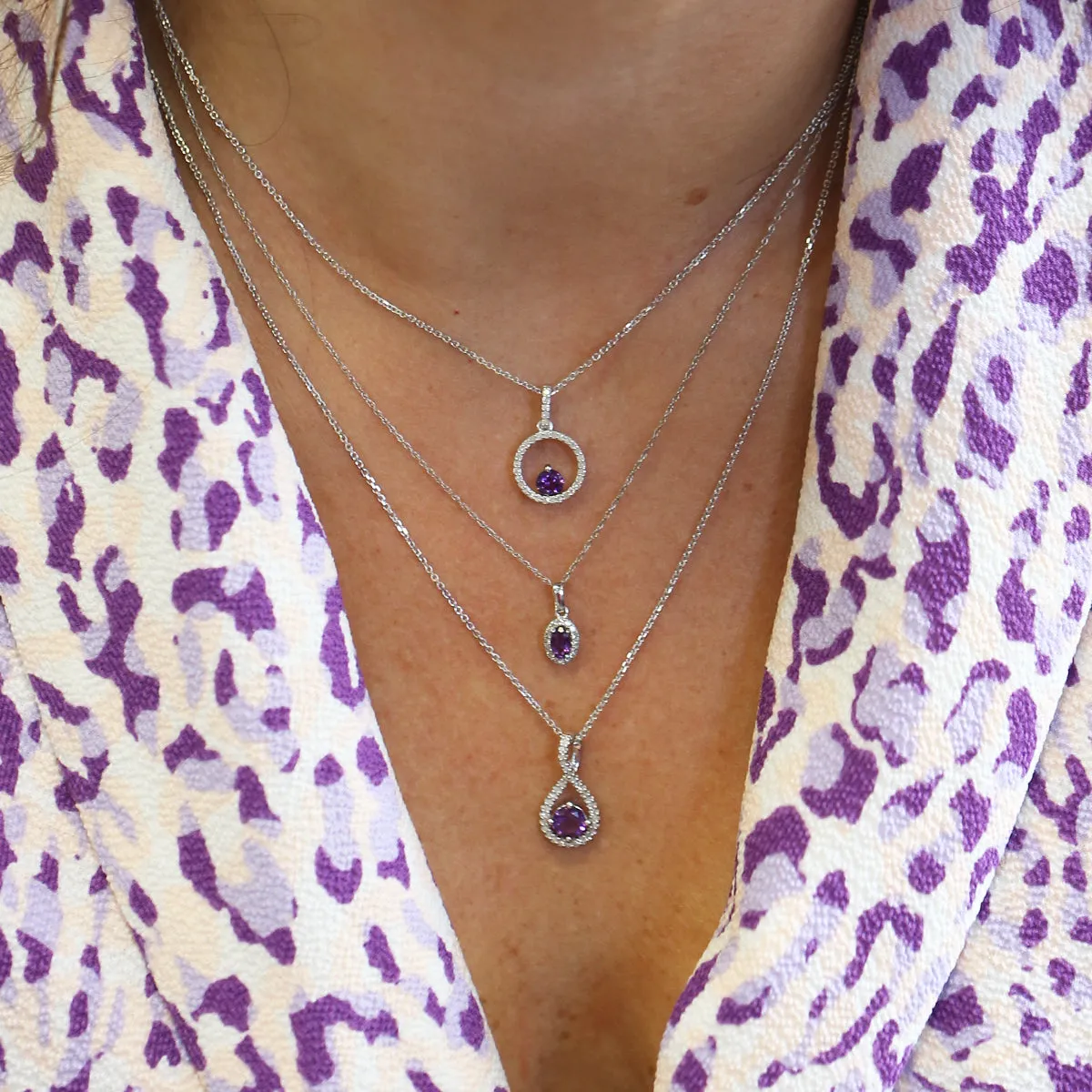 Popsicle Amethyst & Diamond Necklace