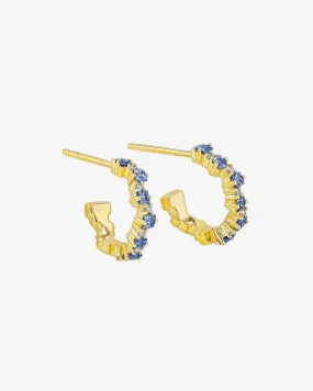 Princess Staggered Light Blue Sapphire Mini Hoops