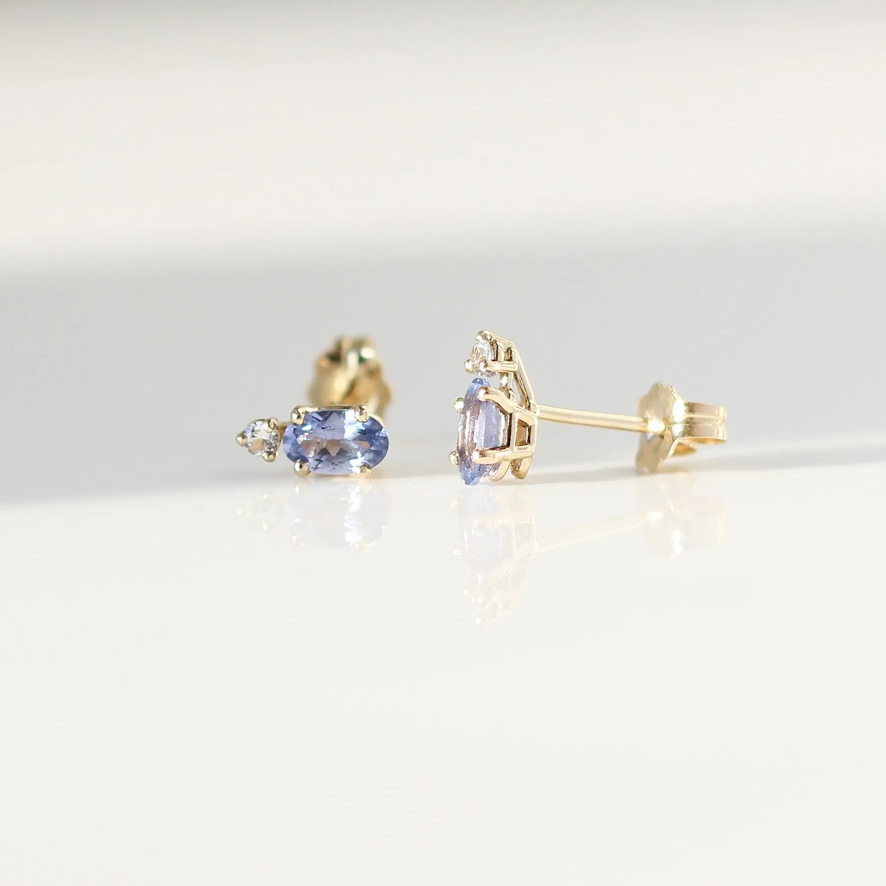 Purple Sapphire Oval Studs