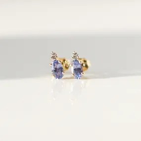 Purple Sapphire Oval Studs