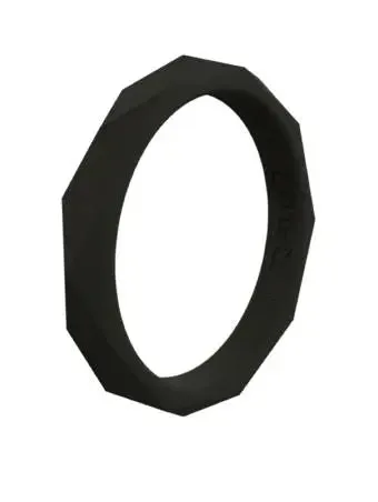 QALO -Women's Stackable RIngs, Black and White