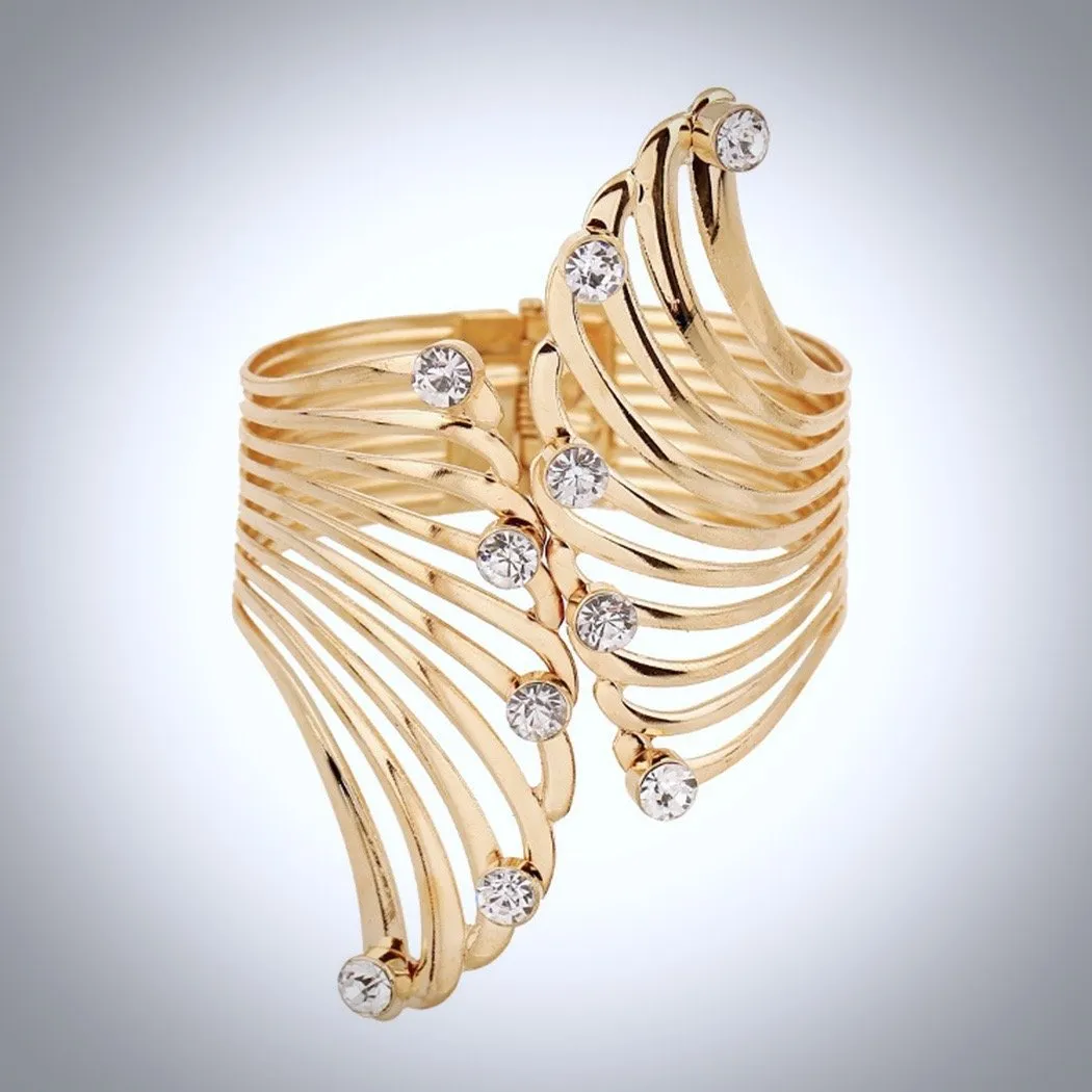 "Hollywood" - Cubic Zirconia Gold Cuff Bracelet