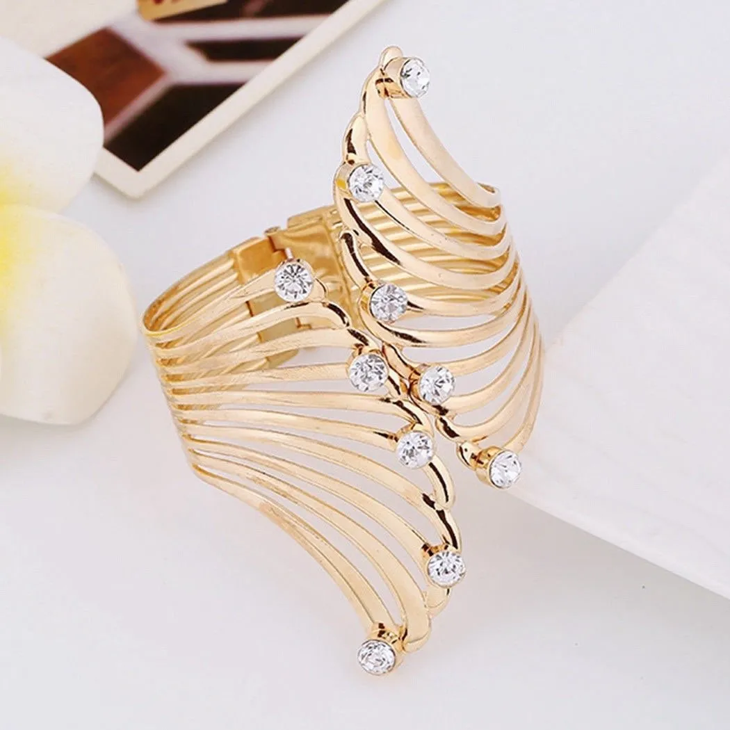 "Hollywood" - Cubic Zirconia Gold Cuff Bracelet