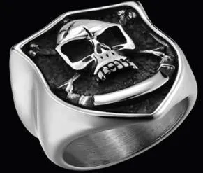 R179 Stainless Steel Brave Face Biker Ring