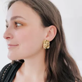 Radient Gold Crinkle Earrings - WATERPROOF