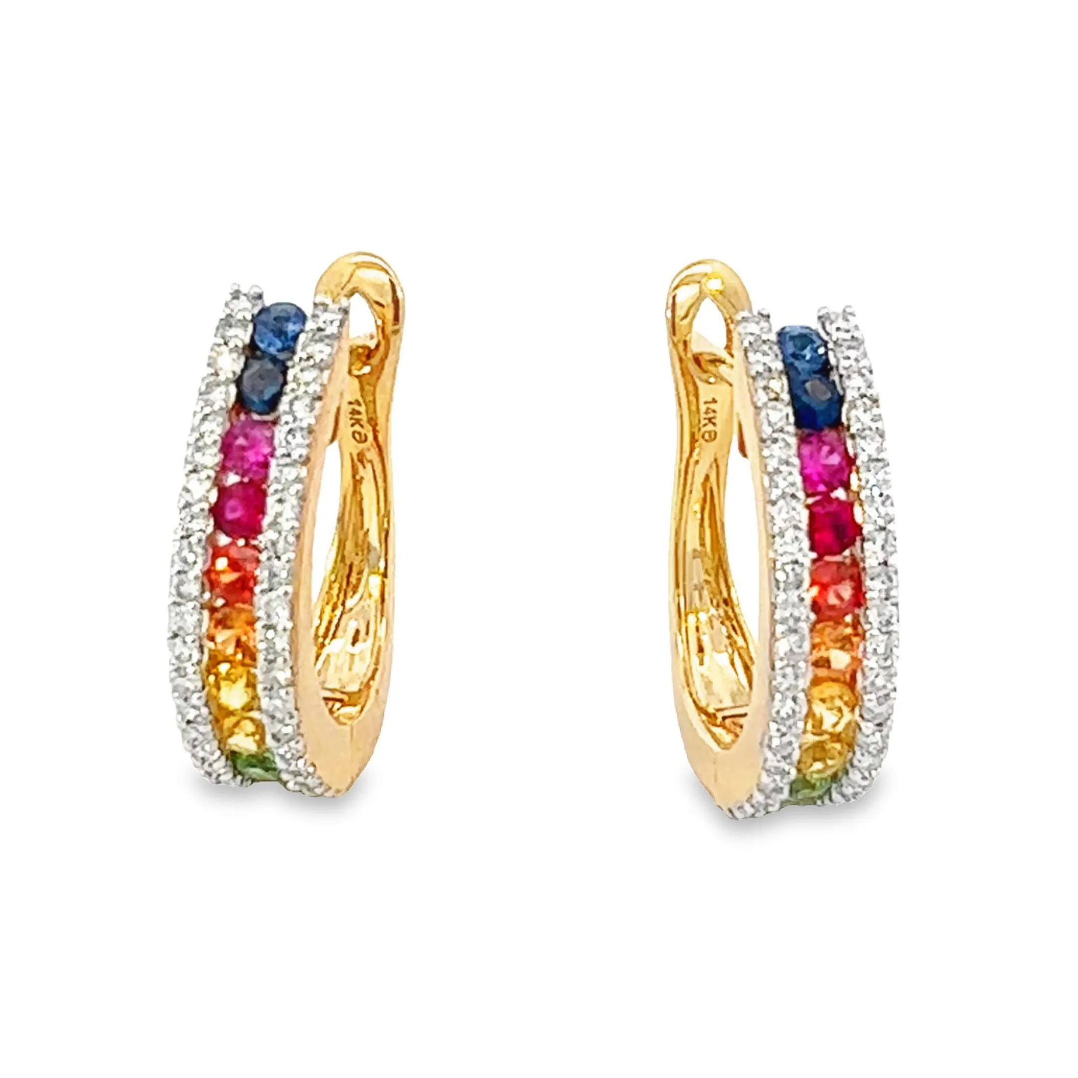 Rainbow Sapphire and Diamonds Earrings