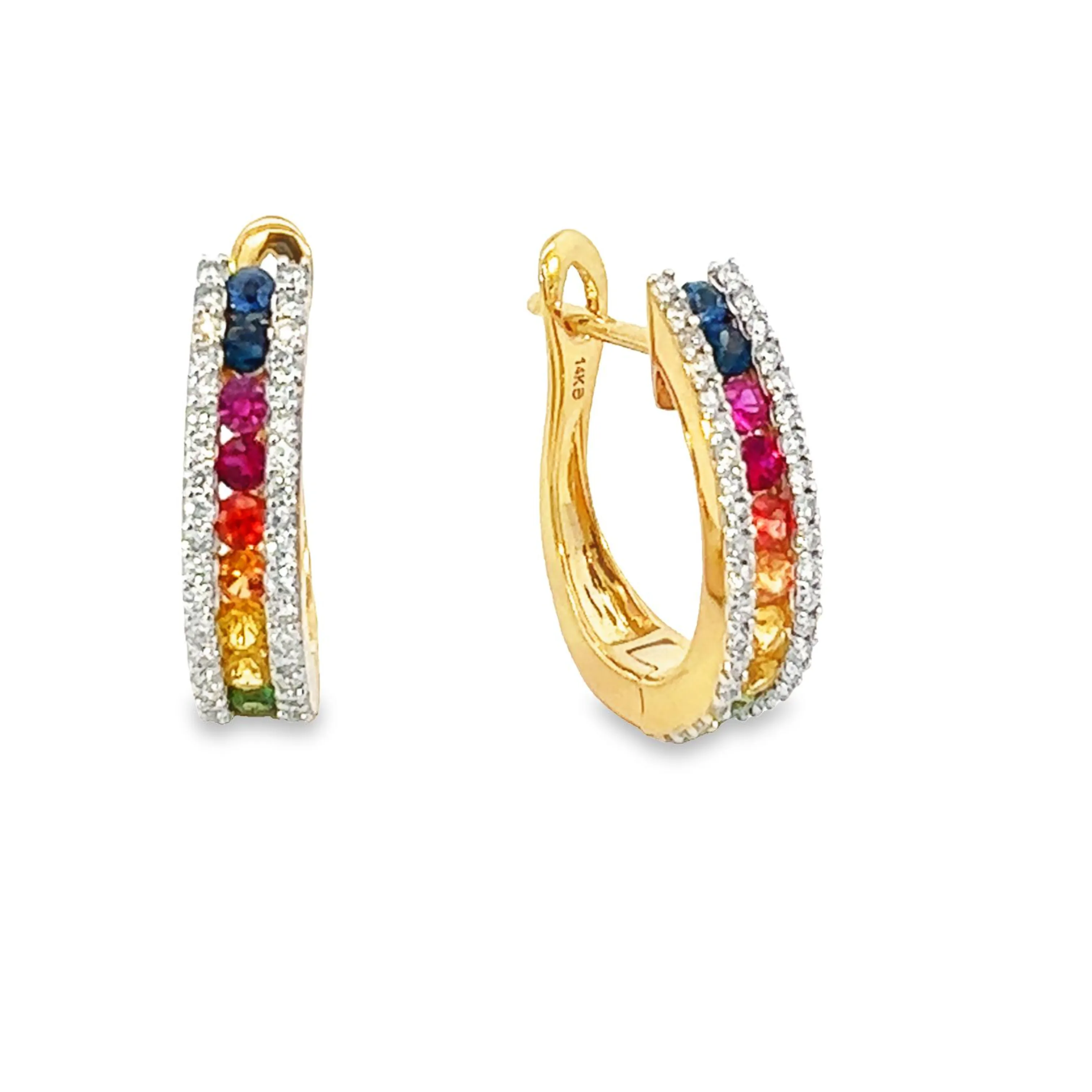 Rainbow Sapphire and Diamonds Earrings