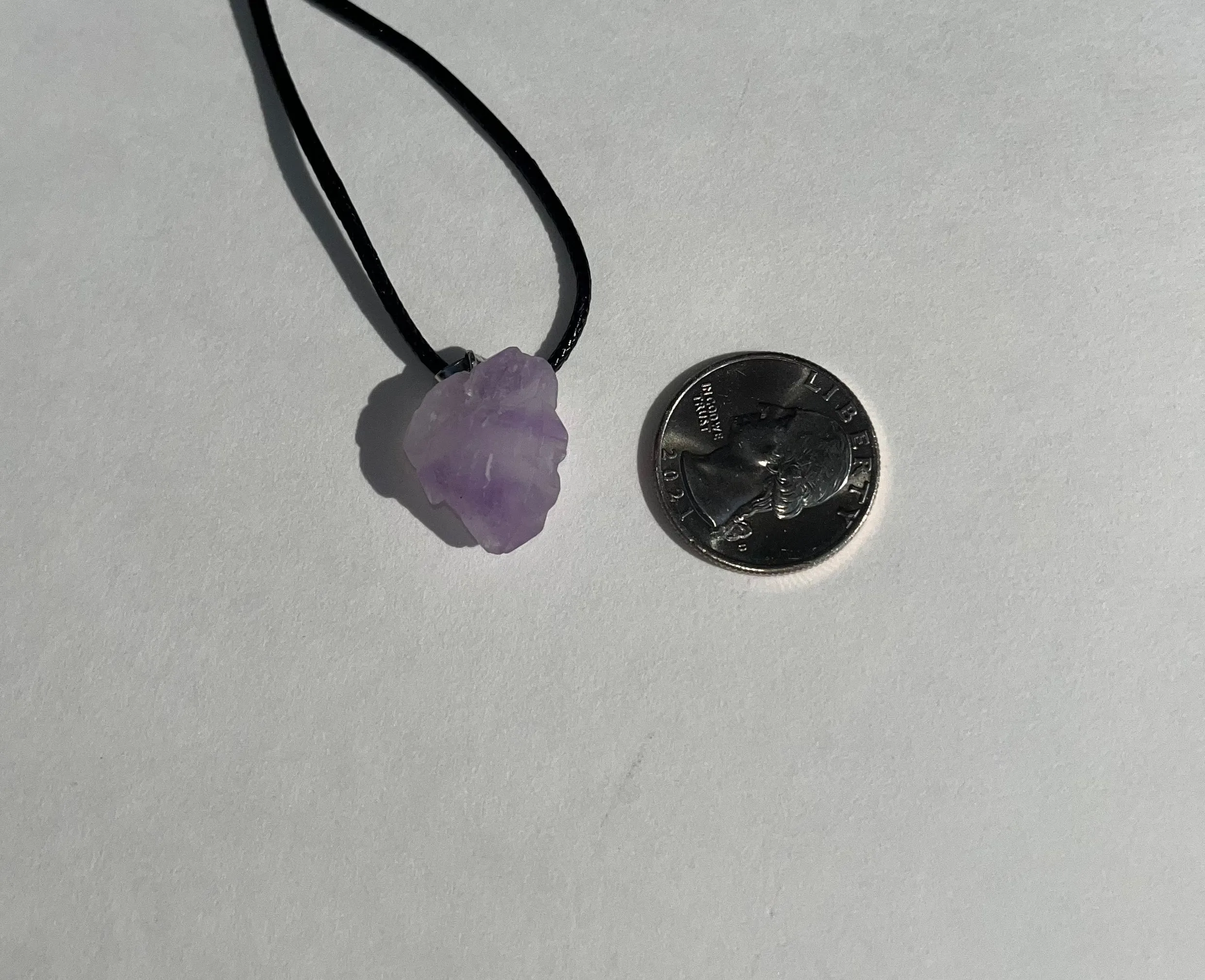 Raw Amethyst Pendant Necklace, Hand Made