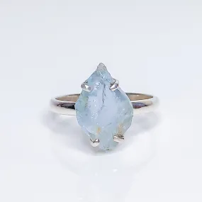 Raw Aquamarine Crystal Birthstone Ring