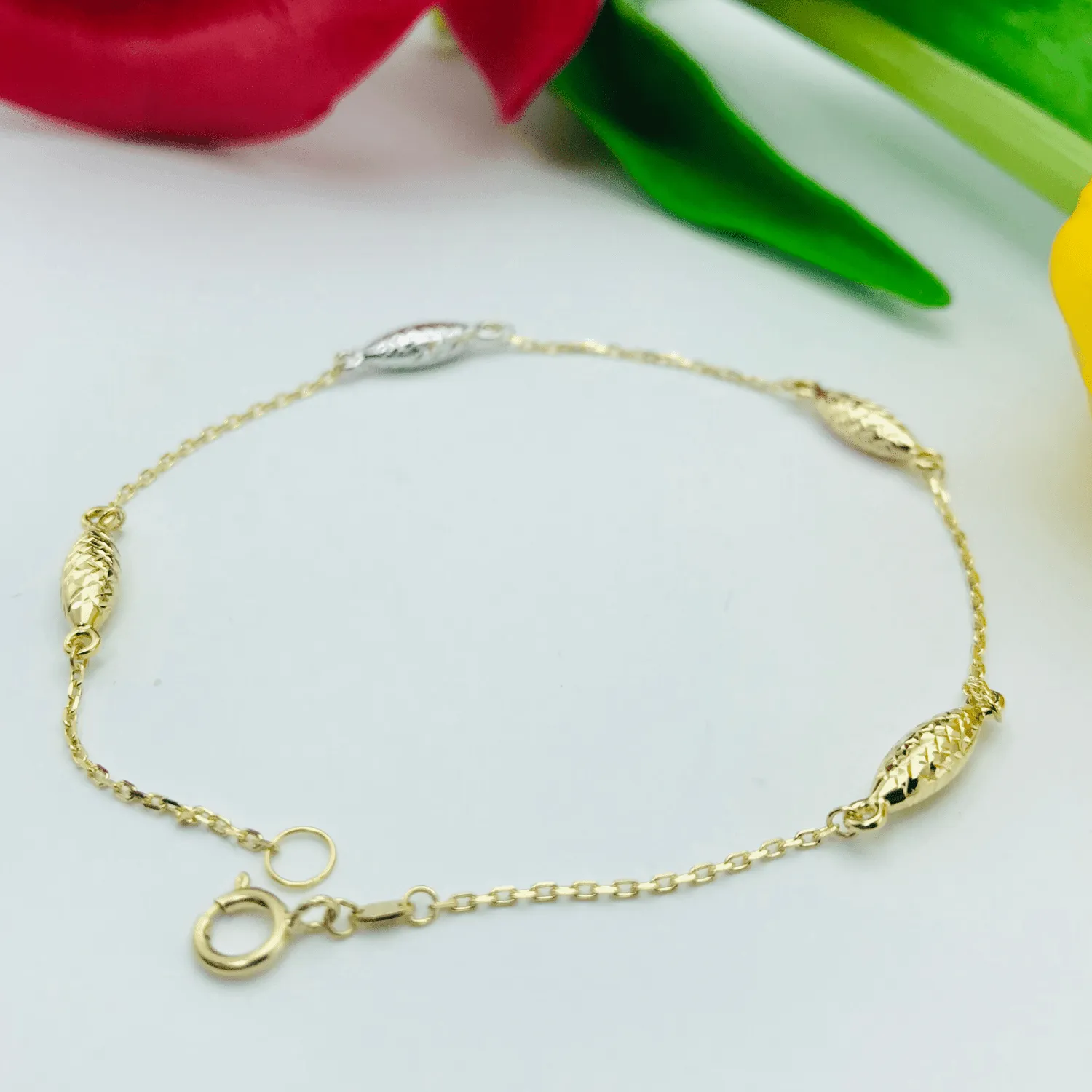 Real Gold 3 Color Oval Bracelet