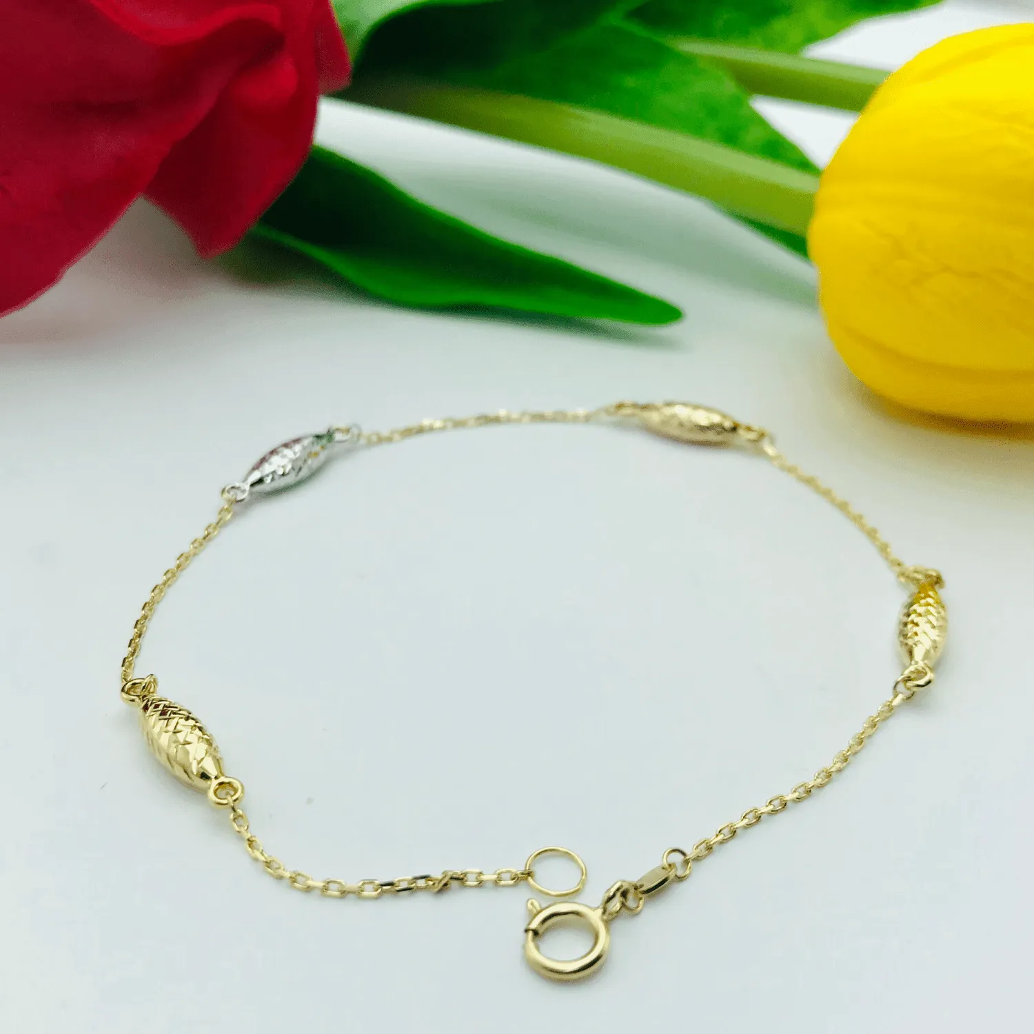 Real Gold 3 Color Oval Bracelet